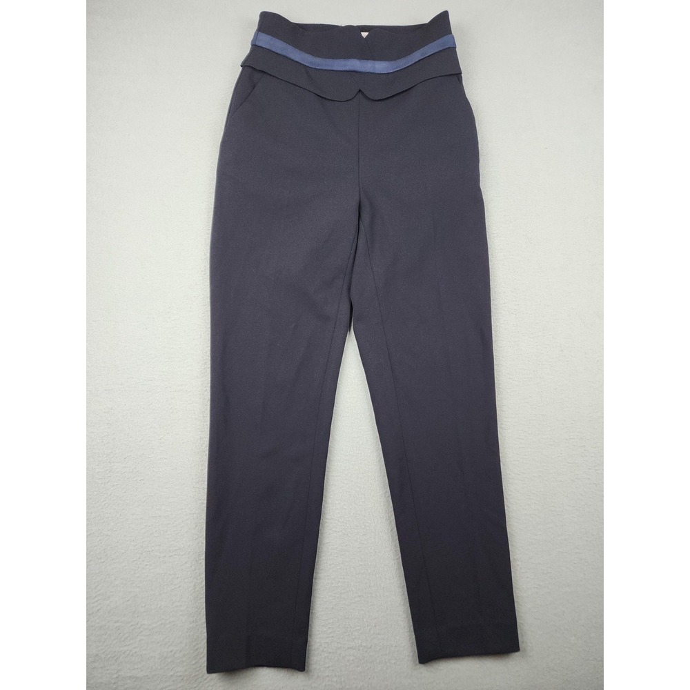 Calvin Klein Dress Pants Womens 2P Blue Crepe Slim Tapered Contrast Waist Work